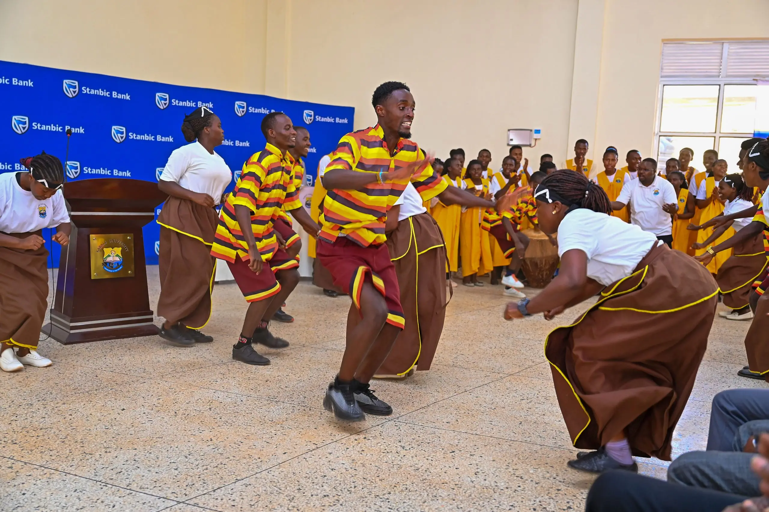 Kabale University student entertain the congregation with a traditional dance Kabale University student entertain the congregation with a traditional dance